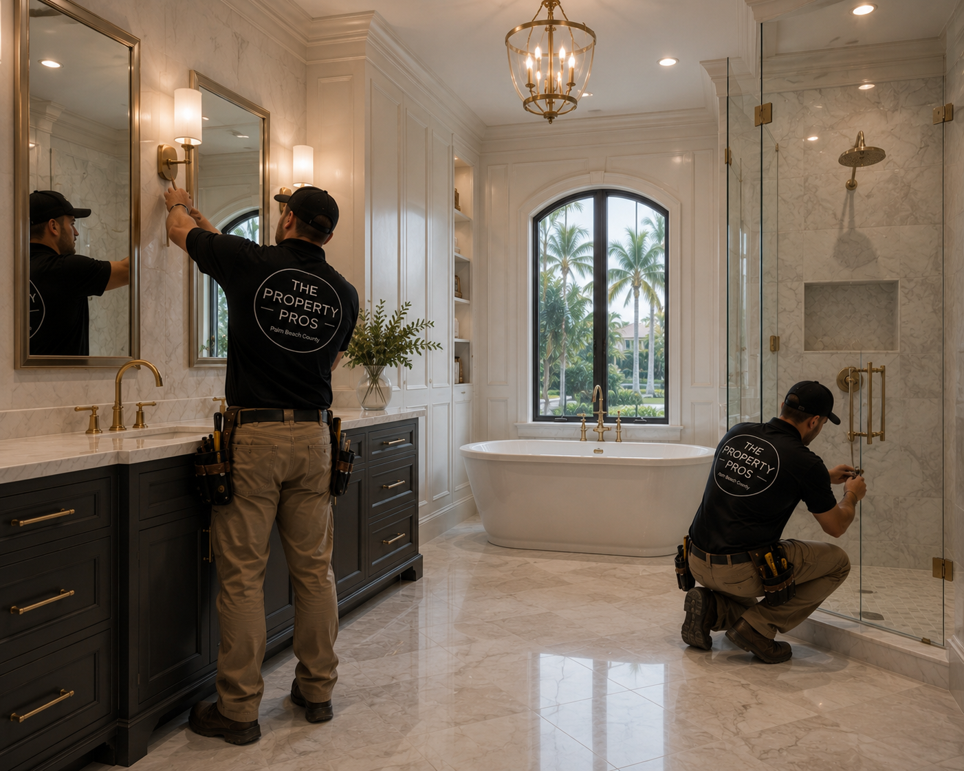 Licensed bathroom renovation contractor Wesley Chapel Tampa Bay Florida custom tile shower fixtures veteran owned Property Pros 360