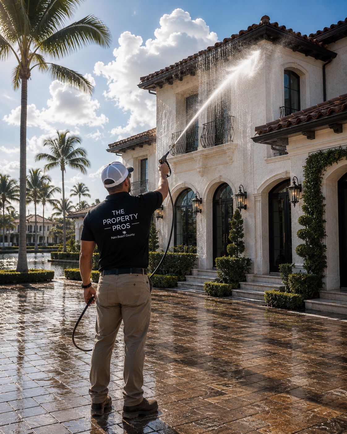 Power washing service Wesley Chapel Tampa Bay Florida driveway pool deck exterior cleaning veteran owned